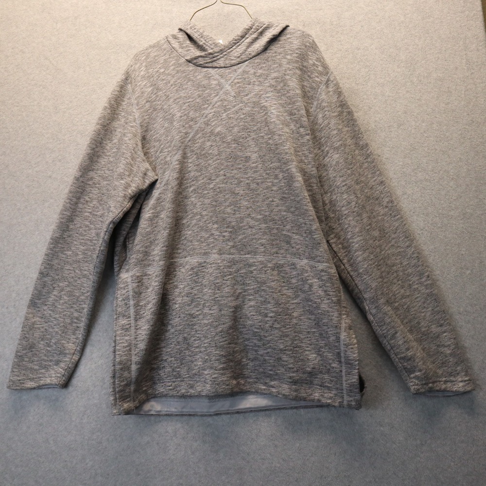 Adidas Hoodie Mens Large Activewear Pullover Knit Sweat Heather Gray Long Sleeve